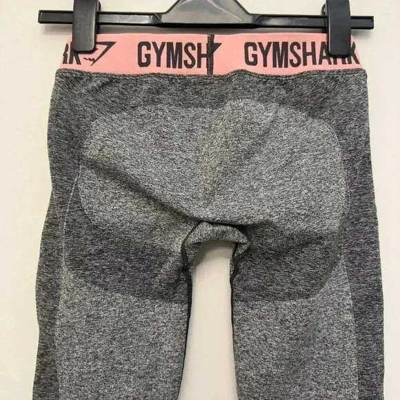 Gymshark Flex Leggings Mid Rise Grey Pink Waistband Women's Size M - Picture 9 of 13